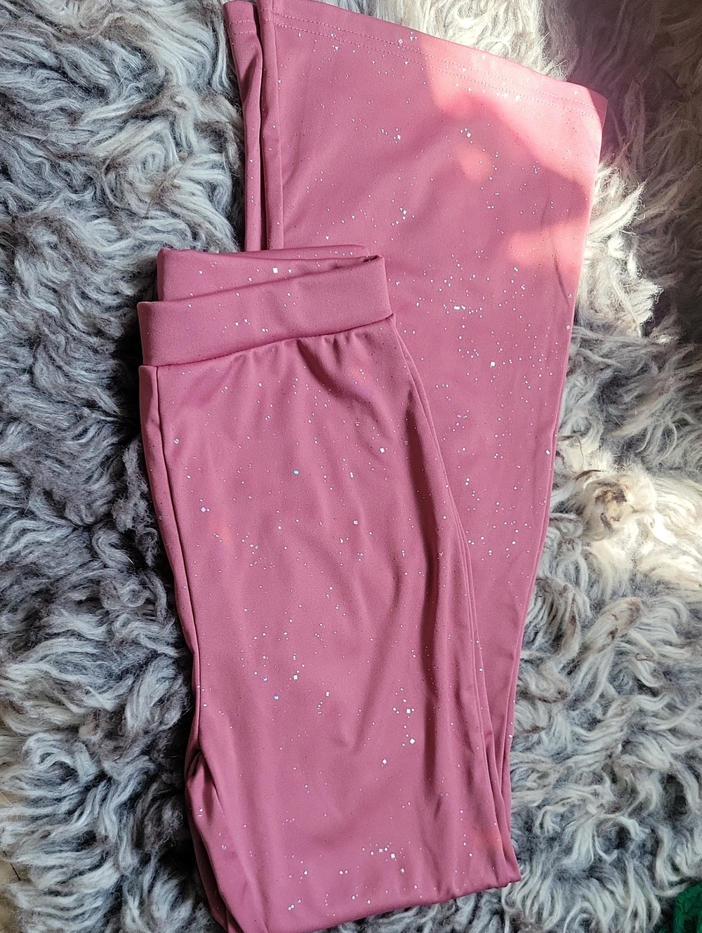 Glitter Bell Bottom Leggings- Pink & Black